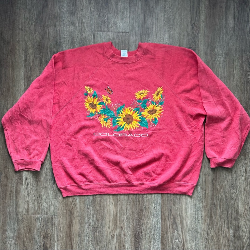 Women’s Pink Colorado Sunflower Crewneck Sweatshirt